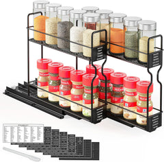 Pull Out Spice Rack Organizer for Cabinet, Heavy Duty Slide Out Seasoning Kitchen Organizer, Cabinet Organizer, with