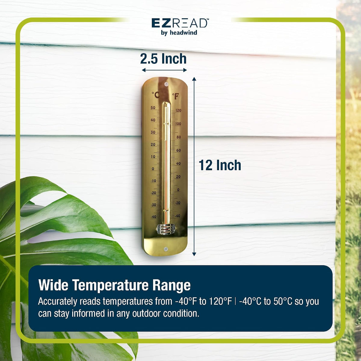 Headwind Consumer Products 840-0062 Metal Thermometer Brass 12"