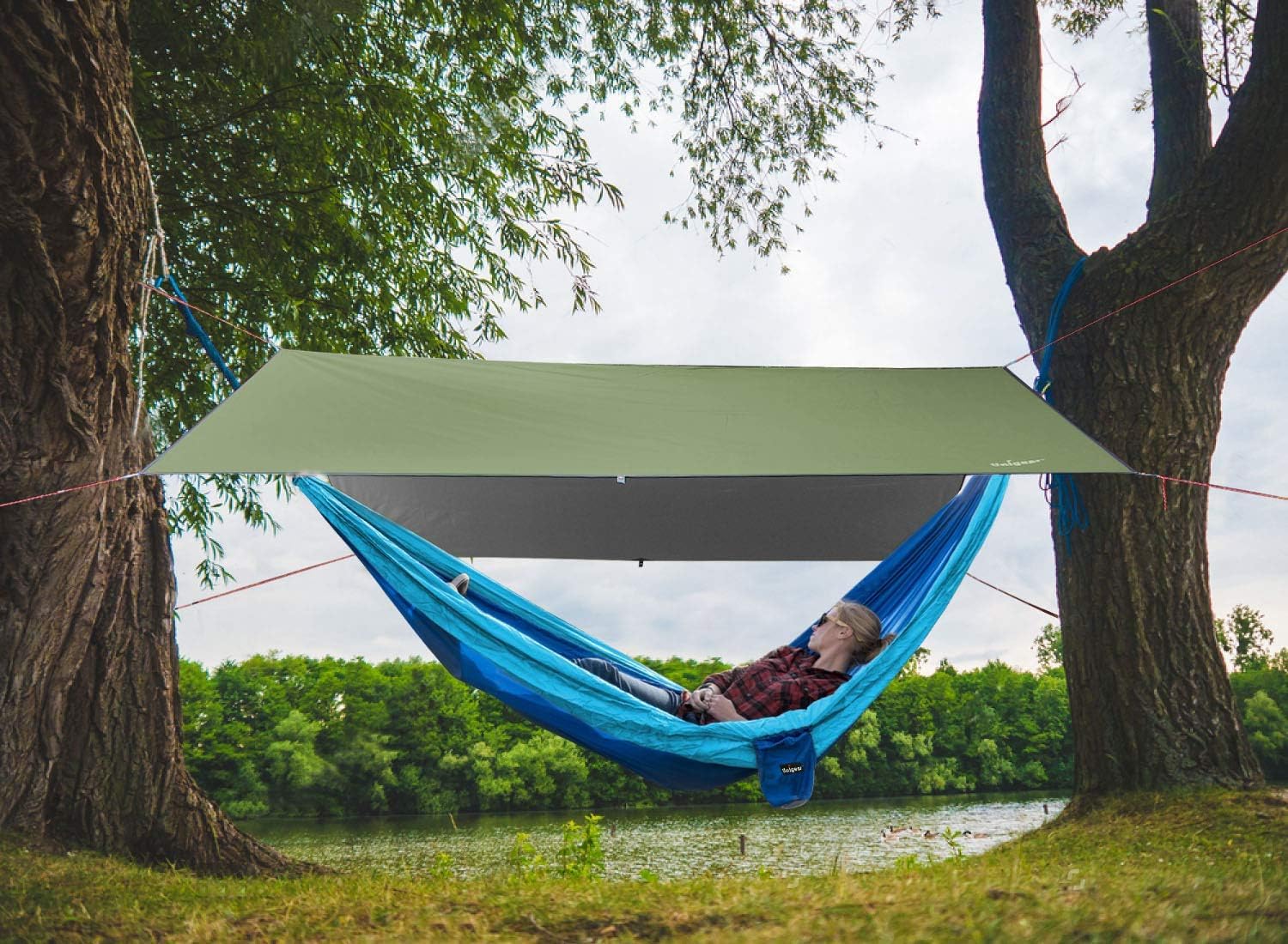 Hammock Rain Fly, 16.4/14.4/13/10ft Camping Tarp, UV Protection & Waterproof & Lightweight for Camping, Backpacking