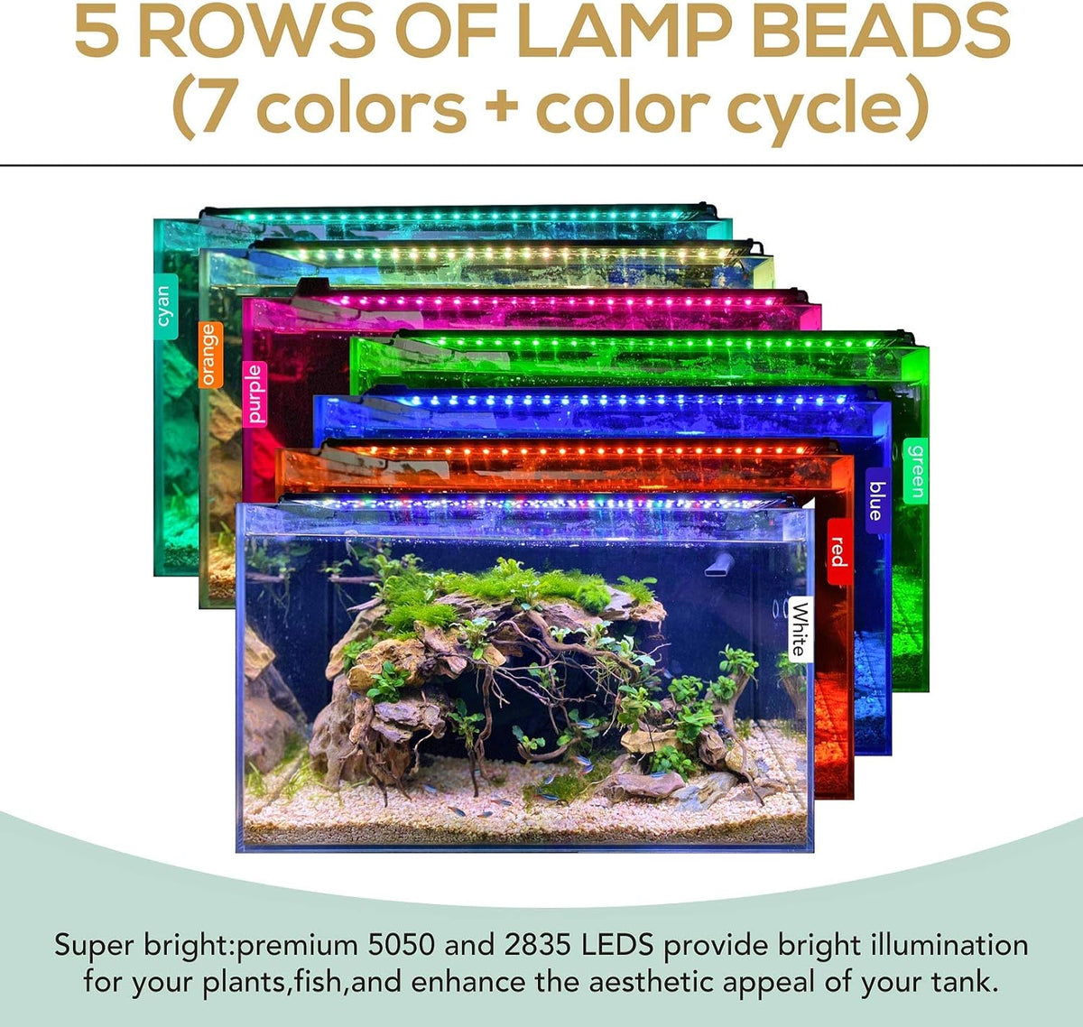 18W 24/7 Lighting Aquarium LED Light, Sunrise-Daylight-Moonlight Mode and DIY Mode, Adjustable Timer Adjustable