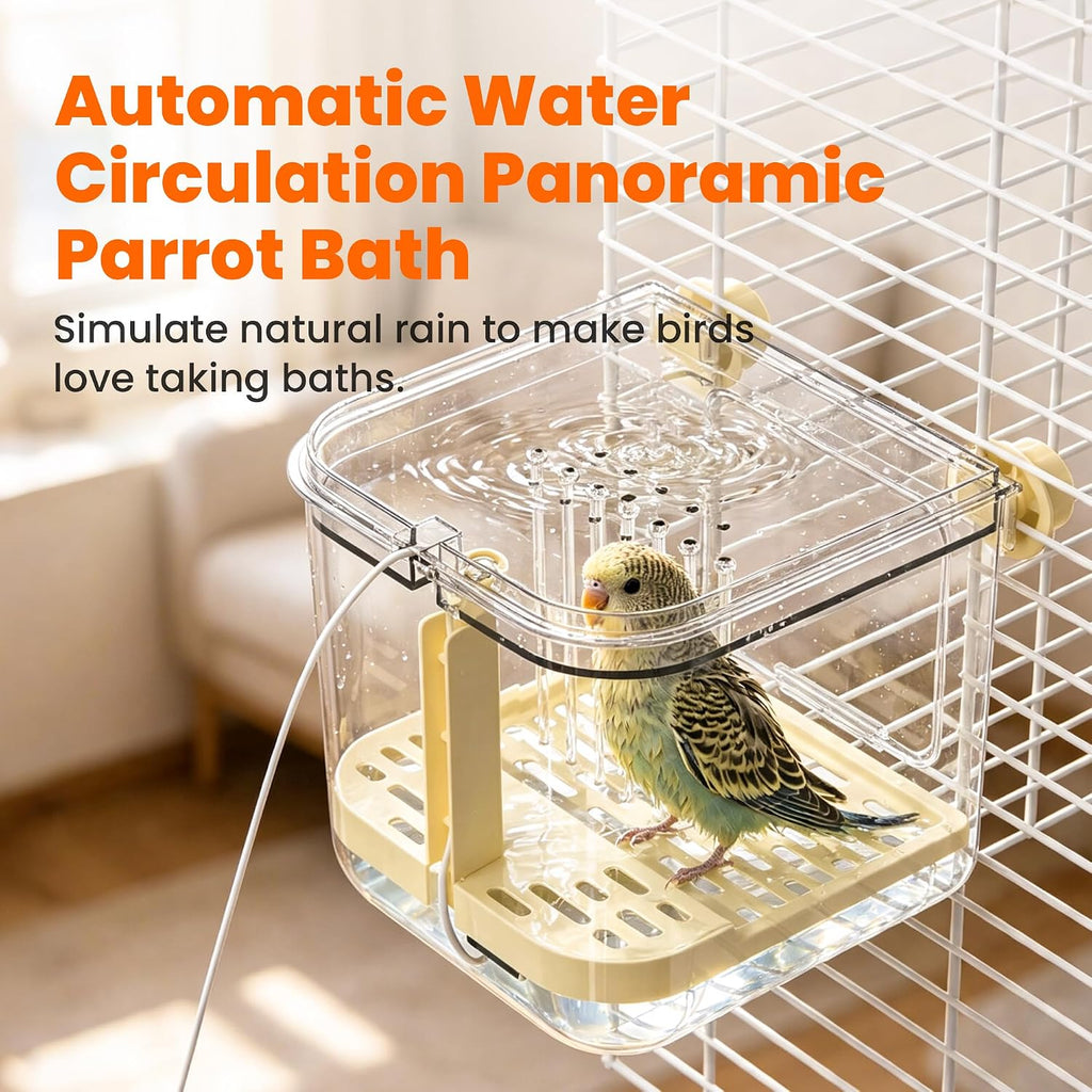 Automatic Bird Bath with Pump for Cage-Indoor Parakeet Bath Shower