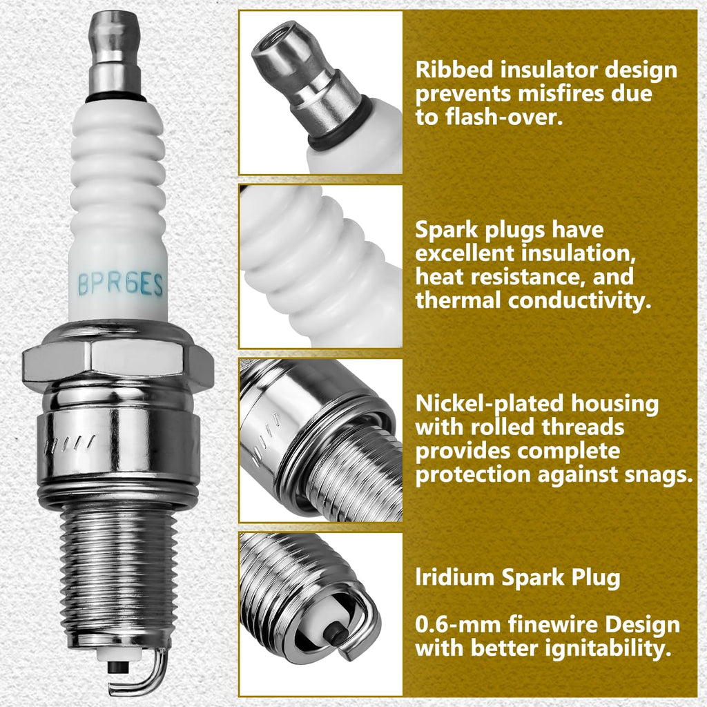 2 Pack Replacement Spark Plug for Toro 81-3250 for NGK BPR6ES 119-1901 121-0186 121-0396 89947 ST31234 ST62113 Lawn Mower Models