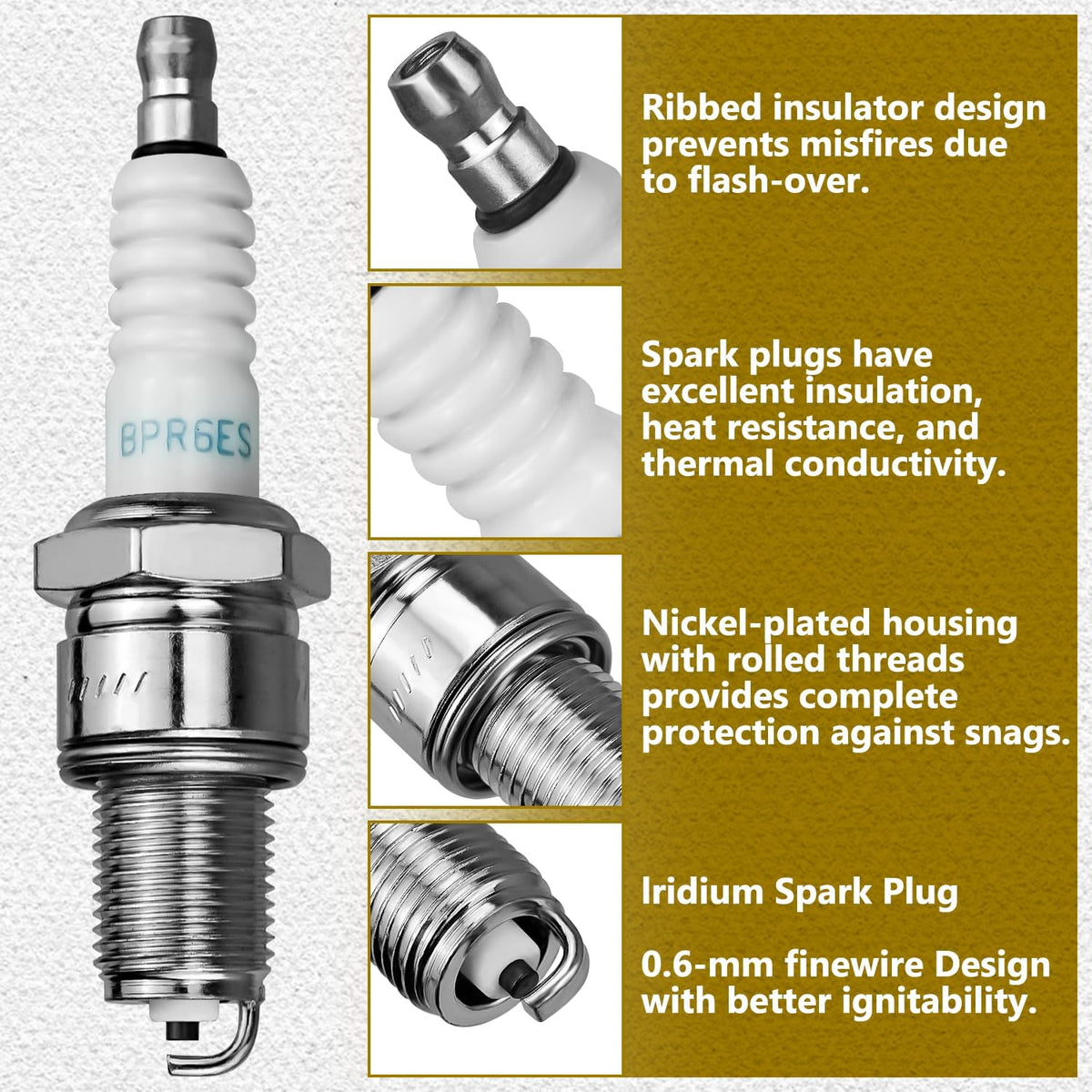 2 Pack Replacement Spark Plug for Toro 81-3250 for NGK BPR6ES 119-1901 121-0186 121-0396 89947 ST31234 ST62113 Lawn Mower Models