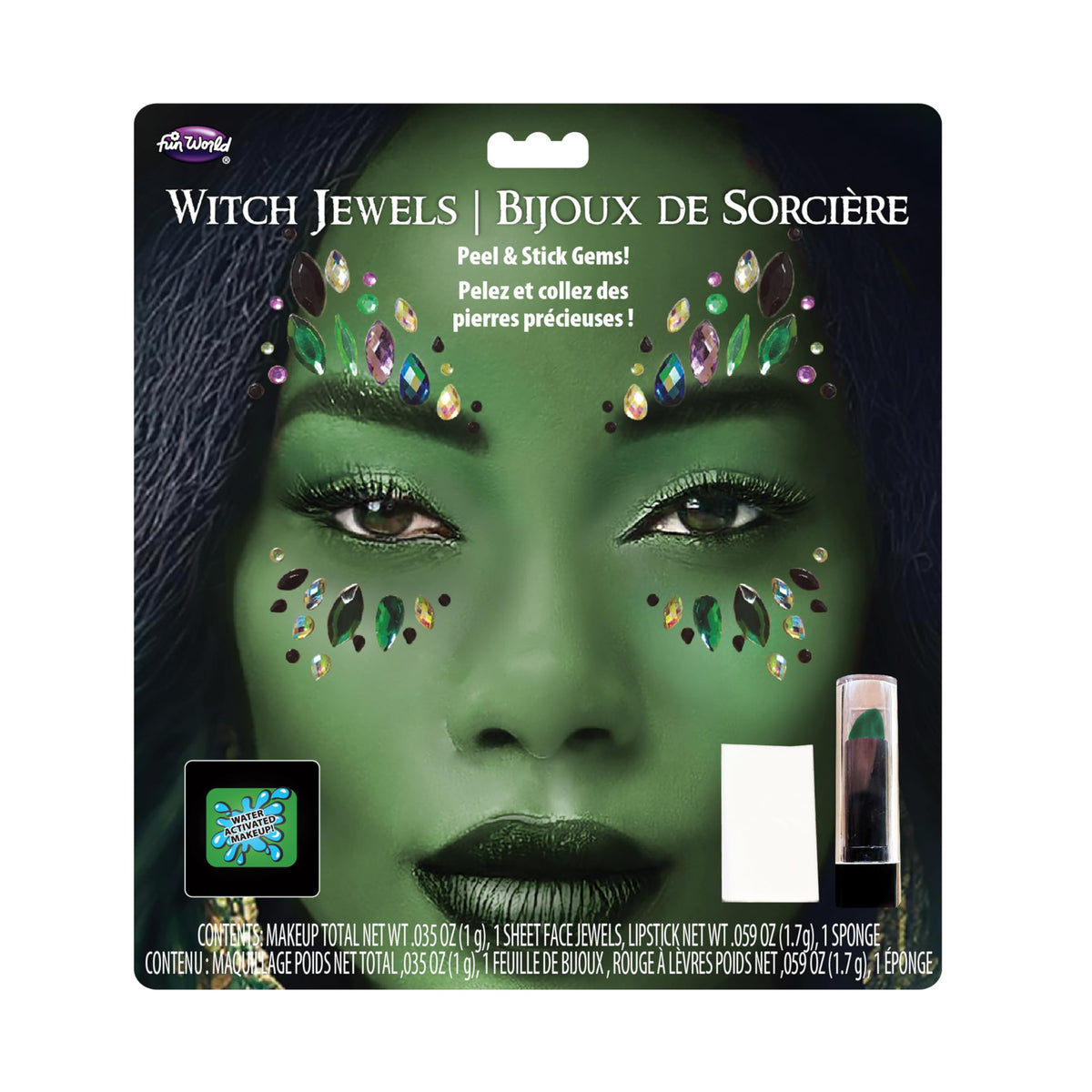 Green Witch Costume Jewels & Makeup Kit