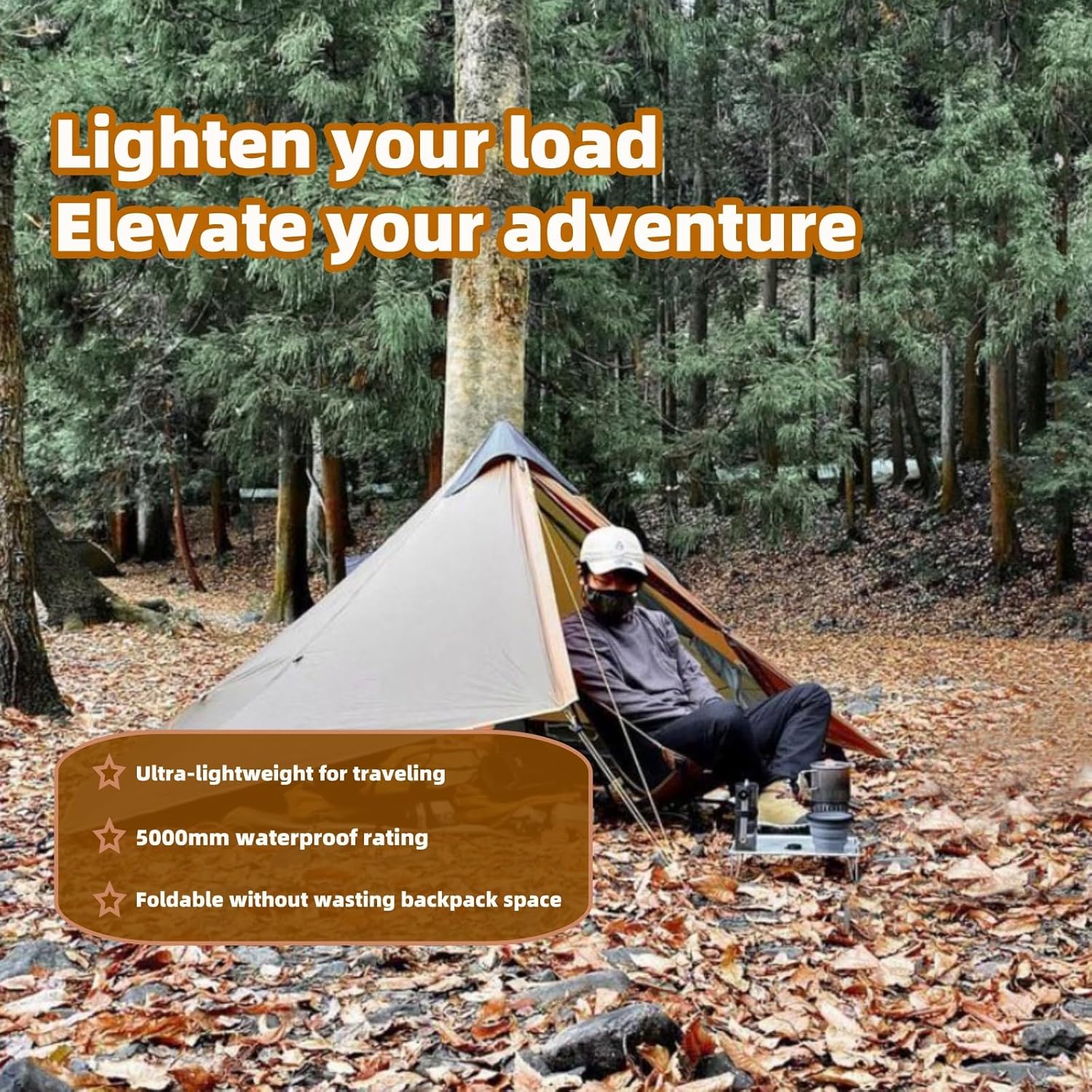 3FULGEAR Ultralight Tent for Backpacking, LANSHAN 1 Trekking Pole Tent 1 Person 3/4 Season Lightweight Easy Set Up