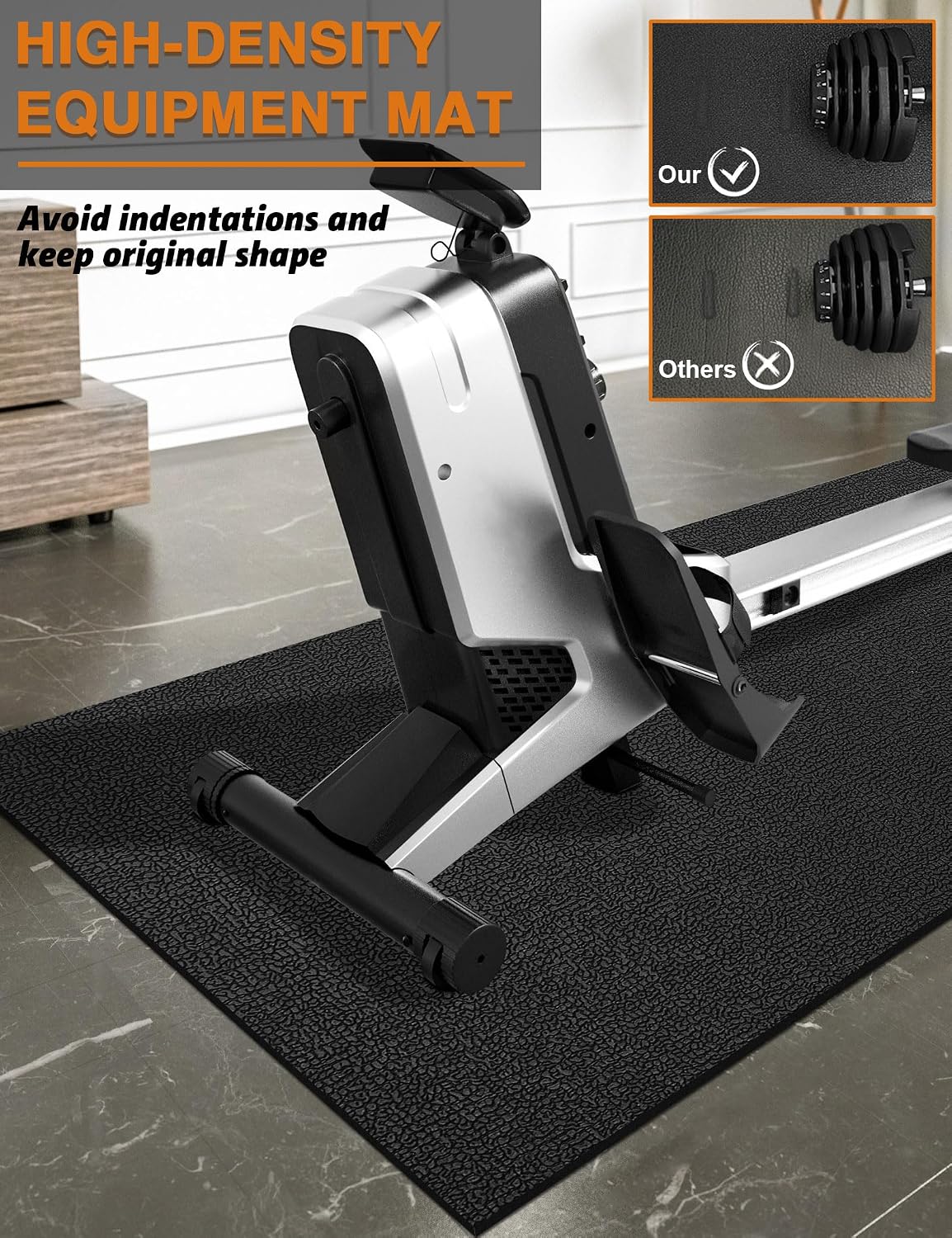 Treadmill Mat 96"x36", WERCHO Walking Pad Mat for Carpet Hardwood Floors 6mm Heavy-Duty Exercise Equipment Mat for