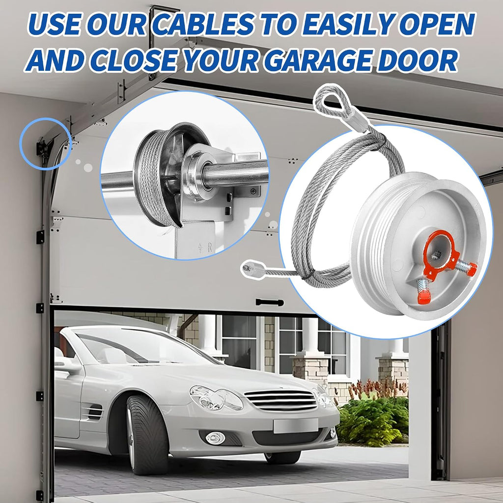 Garage Door Cables and Drums for 7 Ft Door, 8 Ft 6 Inch Long Cable Replacement for Torsion Springs, Garage Door