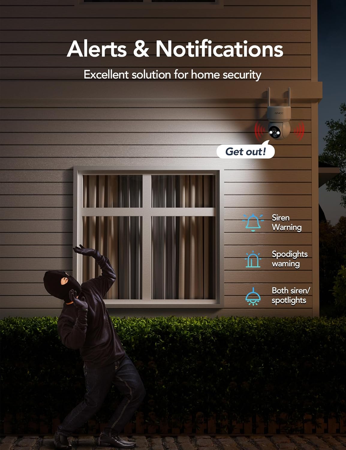 Solar Security Cameras Wireless Outdoor 2.4G WiFi, 360° View, Solar/Battery Powered, AI Human Detection, Color Night