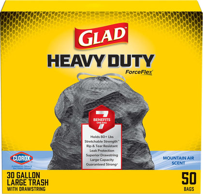 ForceFlex Heavy Duty Trash Bags, Rip and Tear Resistant, Mountain Air Scented Black X-Large Garbage Bags, Odor