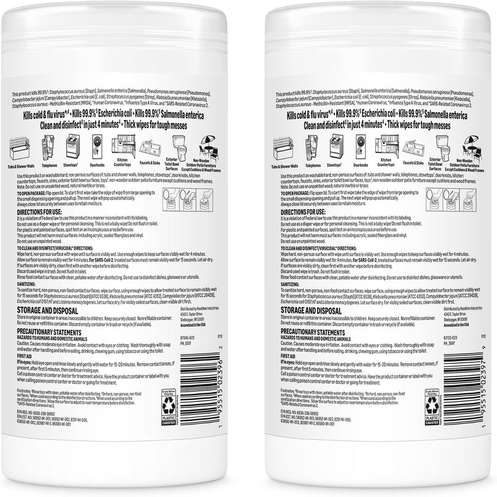 Amazon Basics Disinfecting Wipes, Lemon & Fresh Scent, Sanitizes, Cleans, Disinfects, Deodorizes, 340 Count (12 Packs