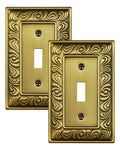 2-Pack Paisley Pattern Single Toggle Light Switch Cover Plate, Metal Plate