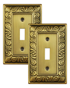 2-Pack Paisley Pattern Single Toggle Light Switch Cover Plate, Metal Plate
