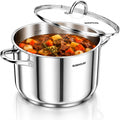 : Stainless Steel Stock Pot - 16 Quart - Tempered Glass Lid, 3-Ply Bottom, Soup-Pasta-Food, Boil-Simmer, All