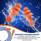 Quality Reusable Earplugs 100 Pair - 25dB Corded Silicone Ear Plugs for Shooting Construction Work Ear Plugs