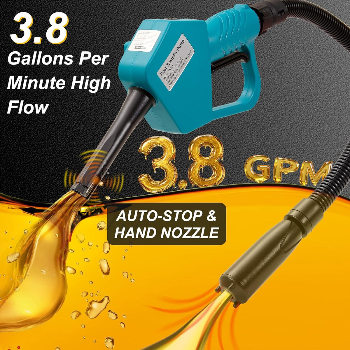 ALL-in-one Fuel Transfer Pump, Auto & Hand Nozzle,3.8GPM