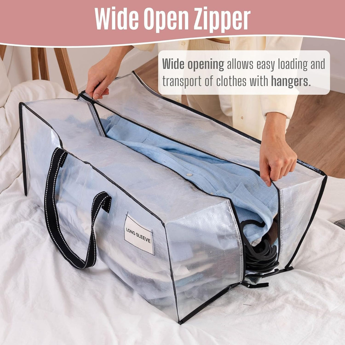 Heavy Duty Moving Bags, Storage Bags, Easy Visibility, Clear, 4 Pack
