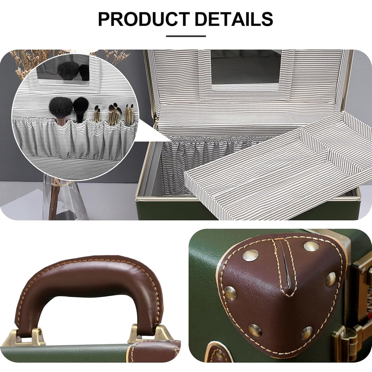 Vintage Makeup Train Case Cosmetic Storage Box Organizer with Lock
