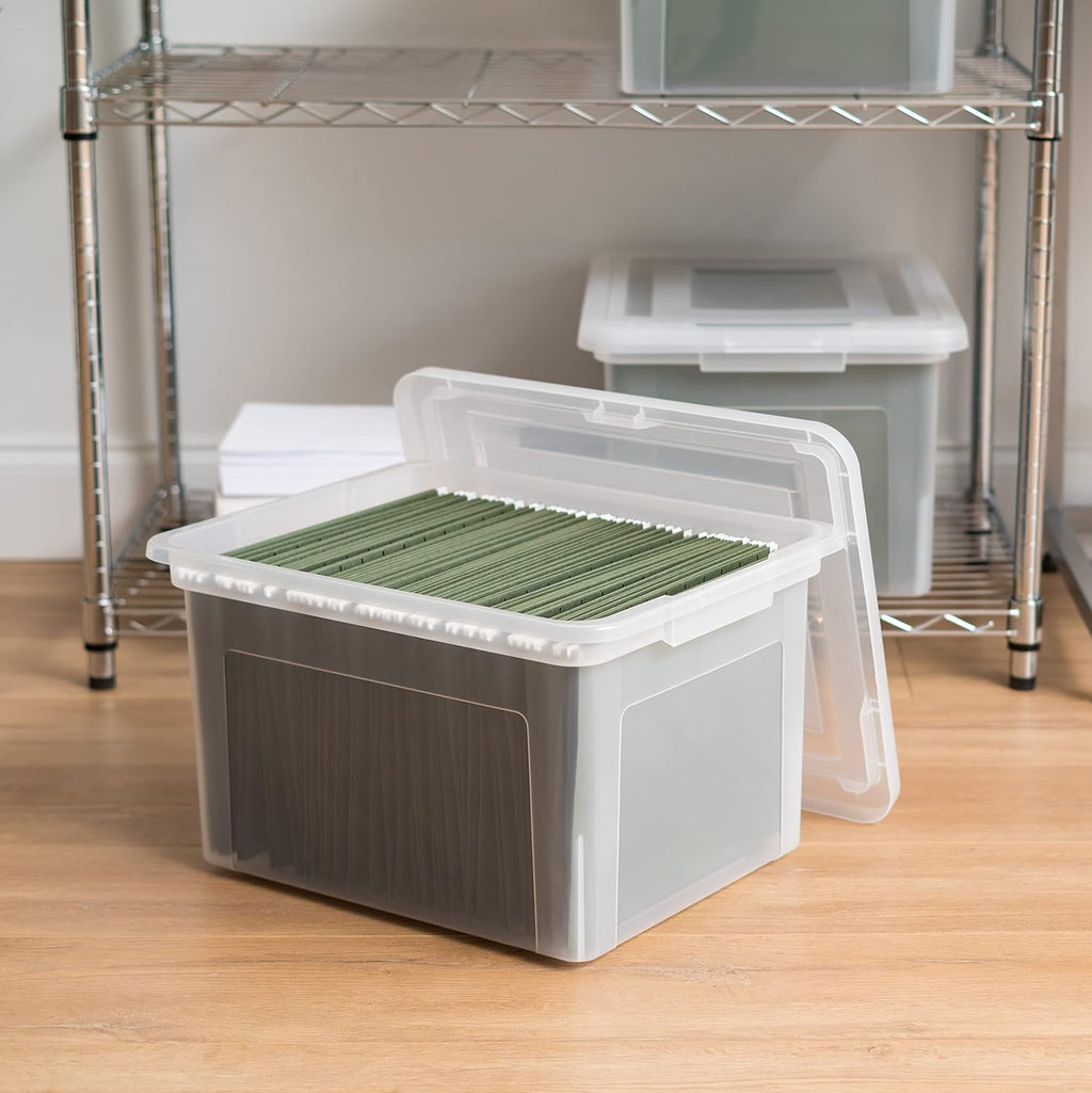 File Box, Plastic File Boxes With Lids, Document Organizer for Letter/Legal File, Document Box, Storage Bin For