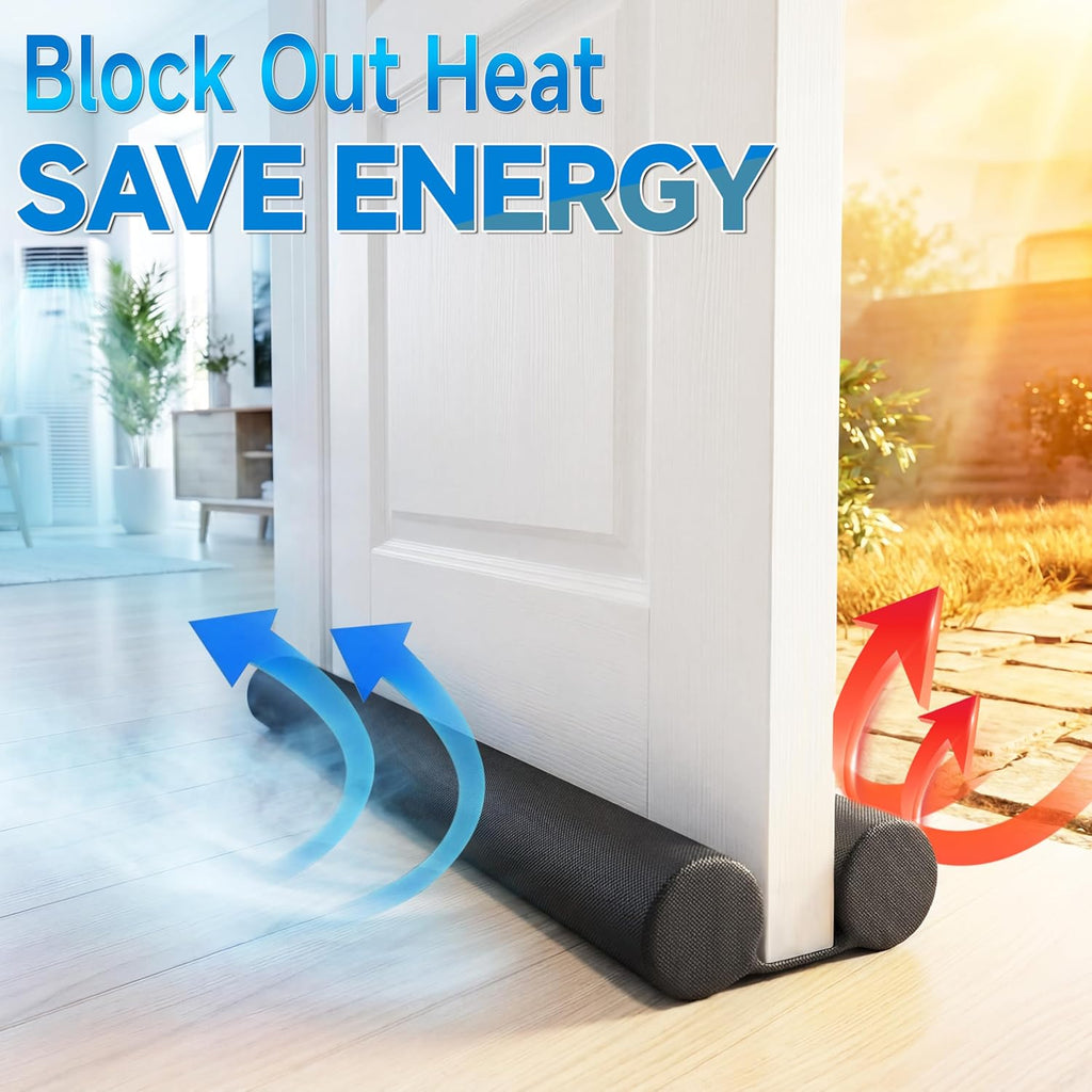 Large Door Draft Stopper for Bottom of Doors 36” Under Door Sweep Noise Blocker Black Gap Stoppers Adjustable Doors