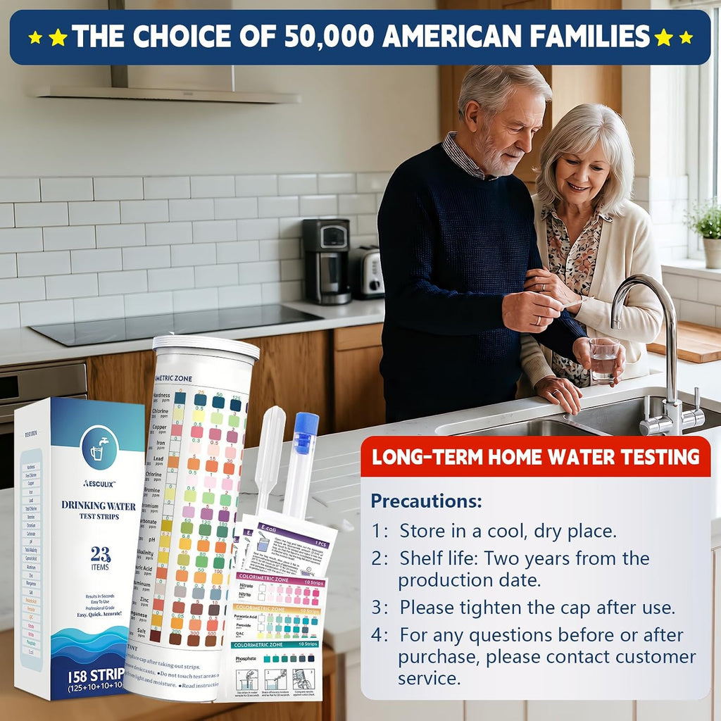 All-New 23 in 1 Drinking Water Testing Kit 158 Strips,Well Water Testing Kit & Water Test Strip for House Water for