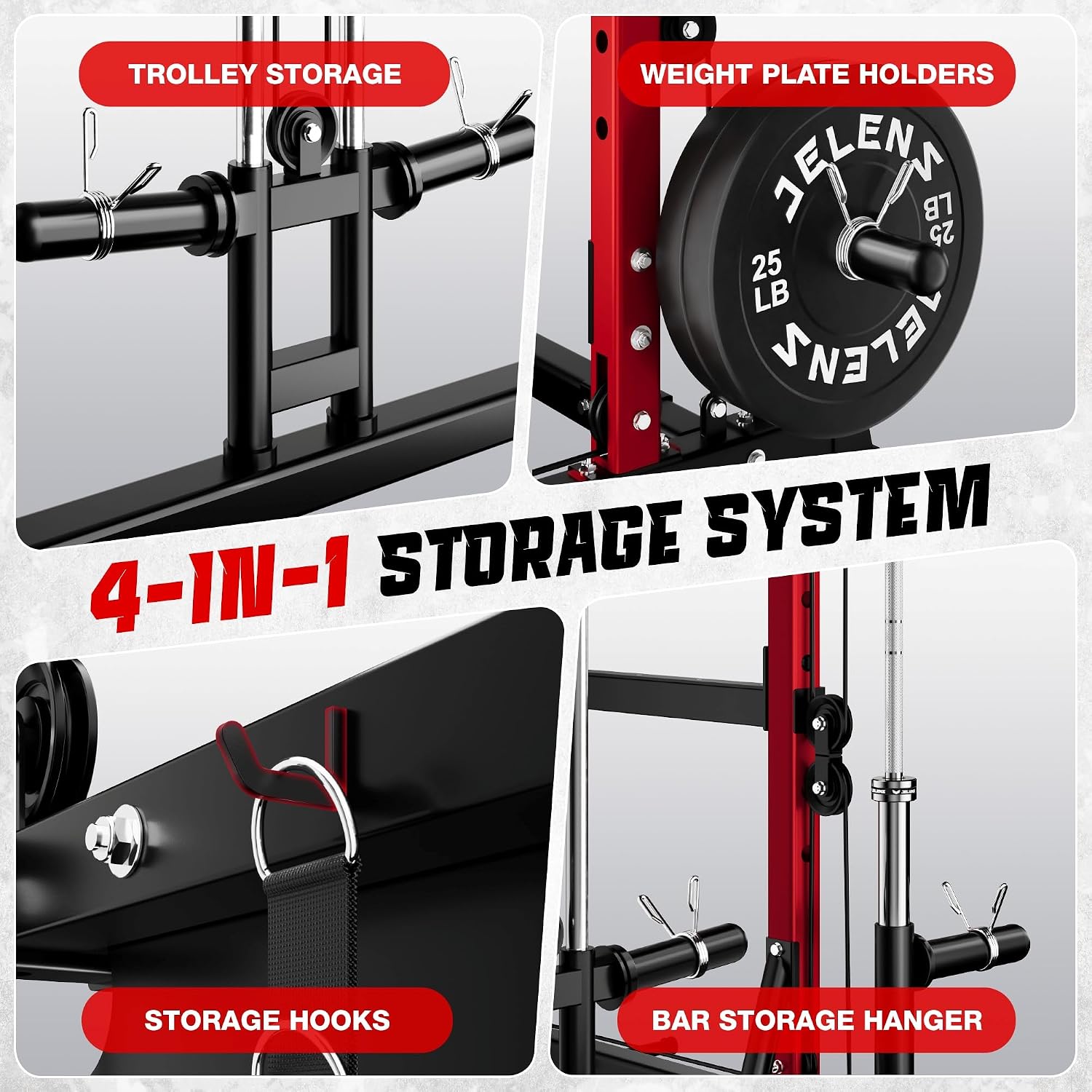 C12 Power Rack, 2000LBS Squat Rack with Cable Crossover System, Workout Cage with More Training Attachments for Home Gym