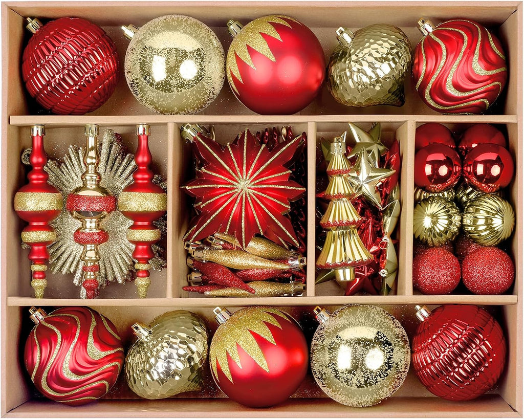 80pcs Christmas Balls Ornaments Set, Contemporary Light Luxury Gift Set, Shatterproof Plastic Decor for Xmas Tree