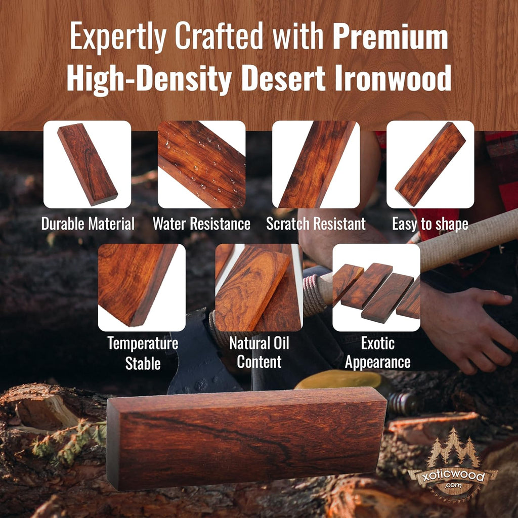 Desert Ironwood Knife Handle Scales — Bookmatched 1 Pair — Exotic Wood Knife Handle Materials Blanks for Knife
