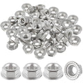 100 Pcs M8 Flange Nuts, M8-1.25mm Hexagon Flange Nuts, Silver