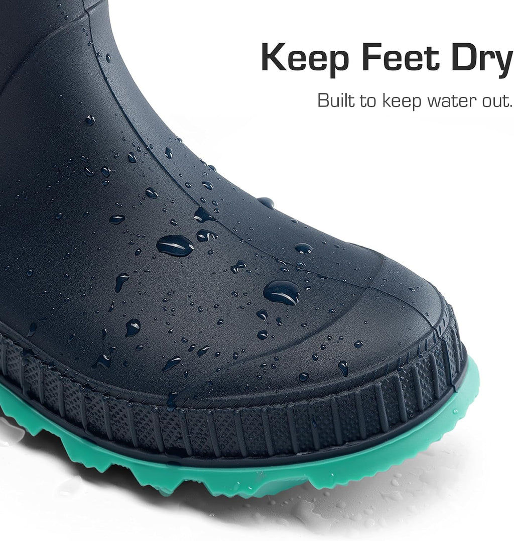 Kids Waterproof Outdoor Rain Boots | Lightweight,Non-Slip Outsole,Easy-On,Unisex Boys Girls,Outdoor Puddle Rainy Day