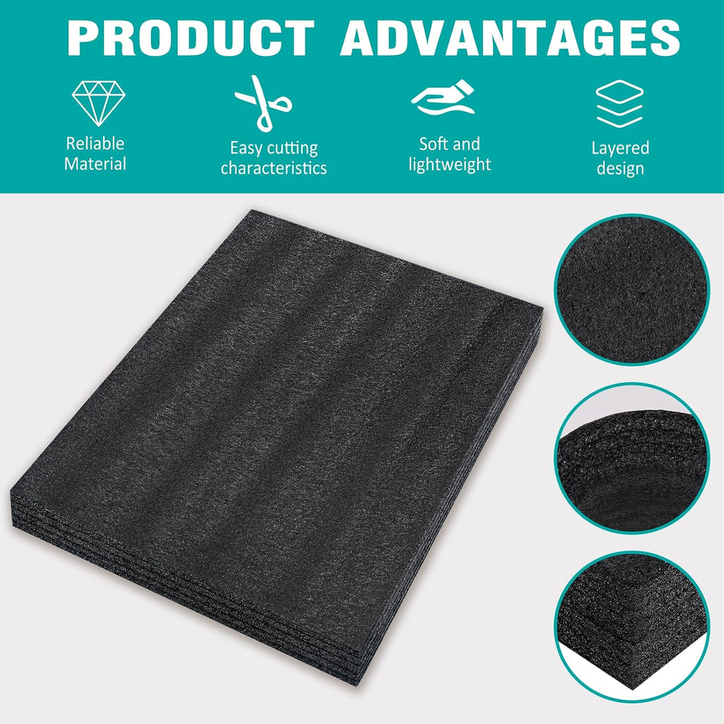 5 Pcs Black 16x12x0.5 Inch Polyurethane Foam Sheet