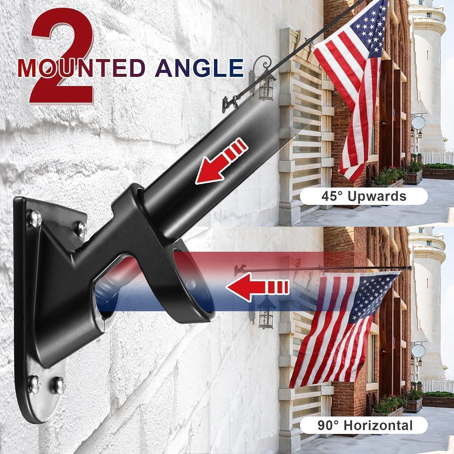 American Flag with Pole - Includes 5ft Heavy Duty Flag Pole Holder for Outside House,3x5 Embroidered US Flag and Wall