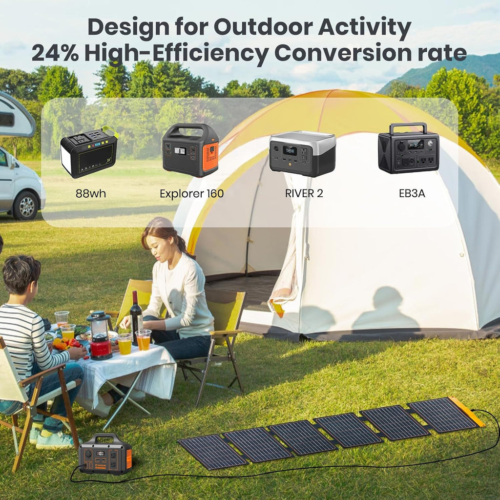 60W Foldable Solar Panel,USB-C/USB-A QC3.0/DC 20-28V Port | IP67 Waterproof Solar Panel for RV Camping Backpacking