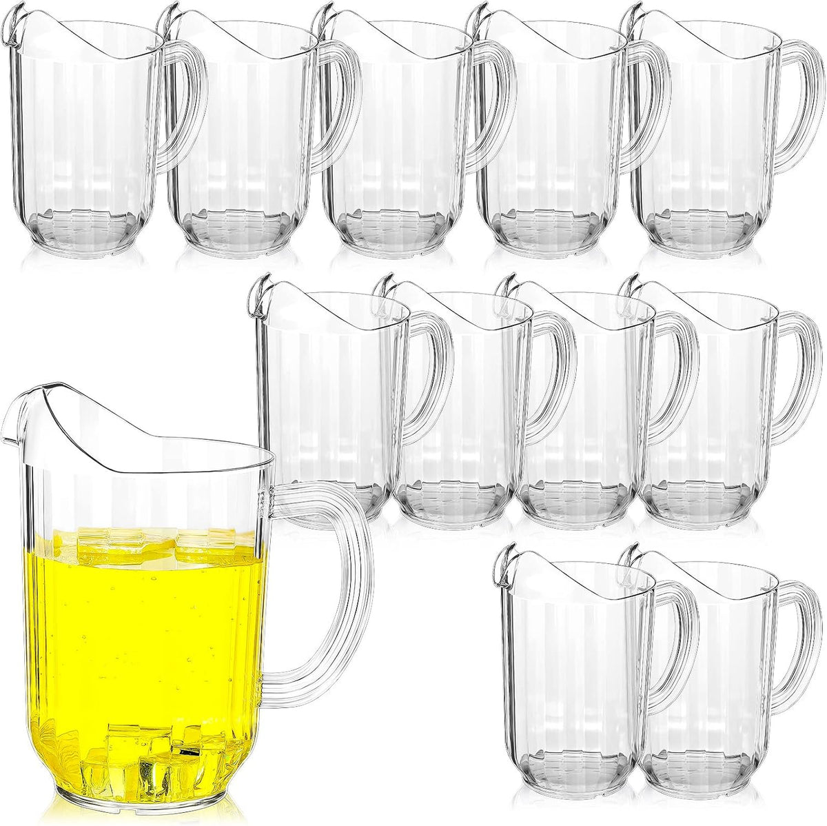 Tessco 12 Pcs Plastic Pitchers 60 Oz Clear Water Beer Jug Large,Classic
