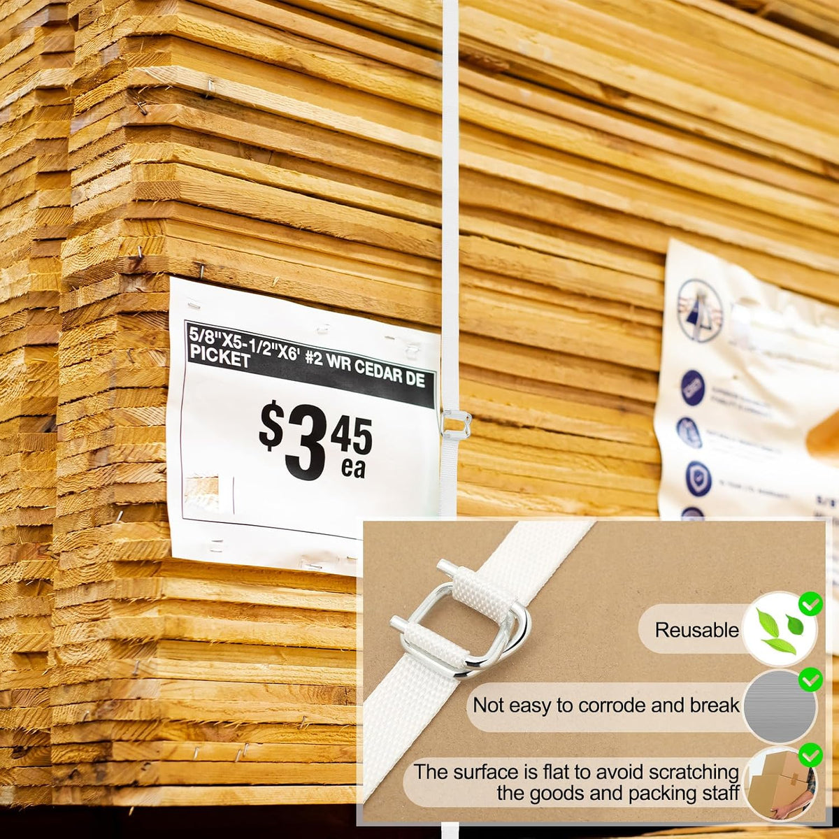 3/4" x 500' Woven Cord Strapping Kit, White