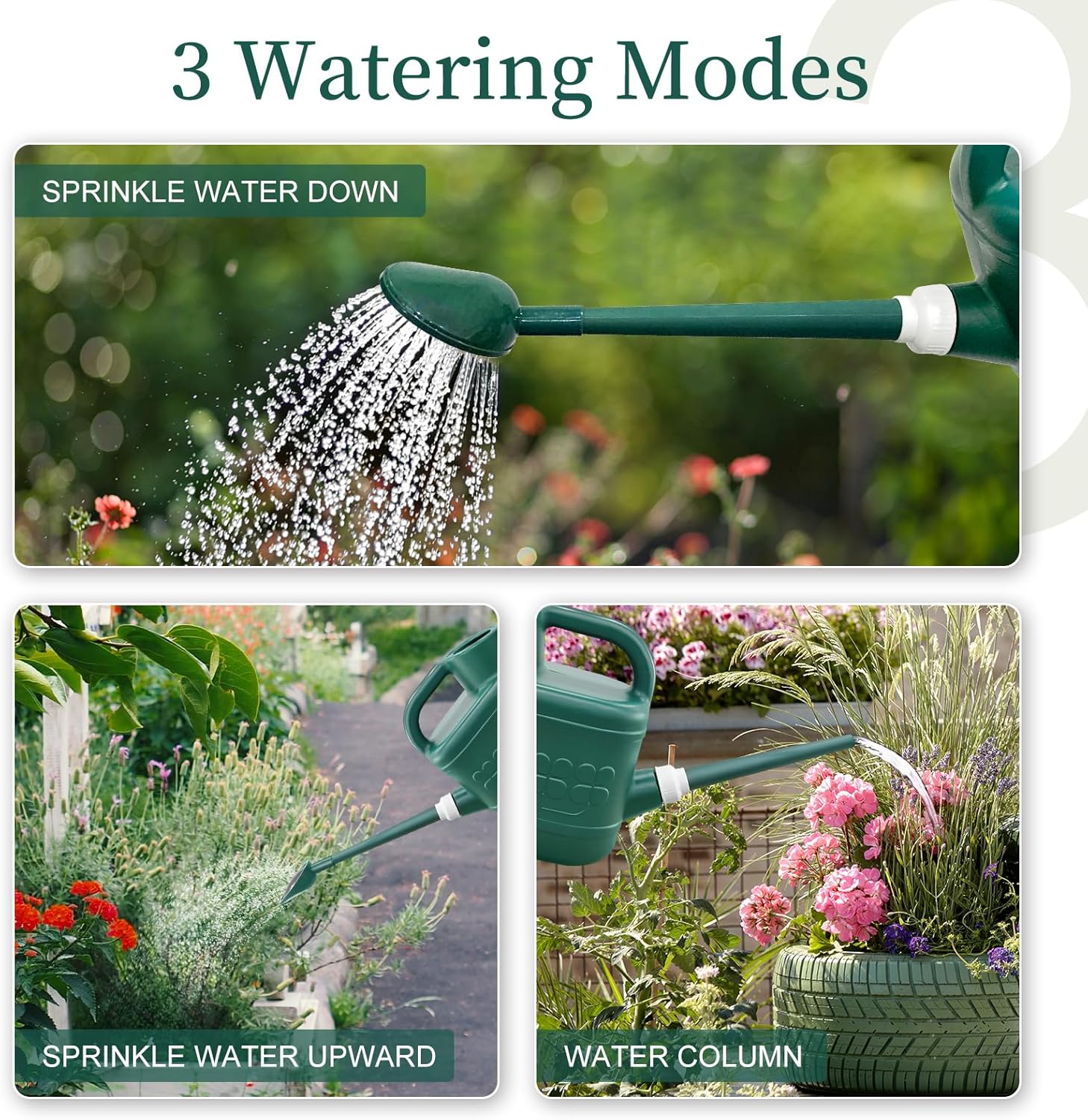 2 Gallon Watering Can, Garden Watering Can Outdoor, Plant Water Can with Removable Long Spout and Stainless Steel