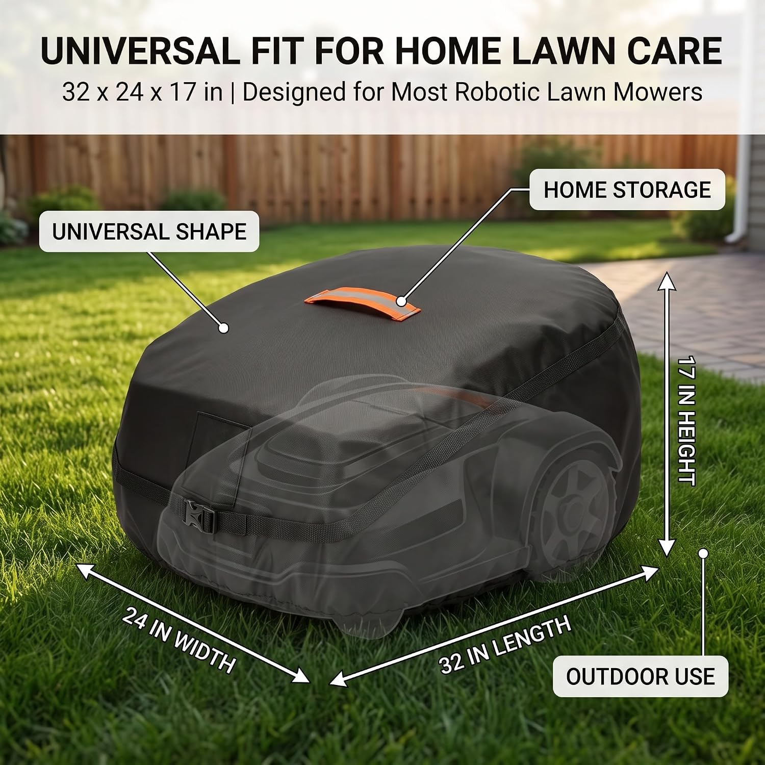 Robot Lawn Mower Cover Waterproof, 420D Heavy Duty Cover for Robotic Mowers | 420D waterproof fabric, backyard
