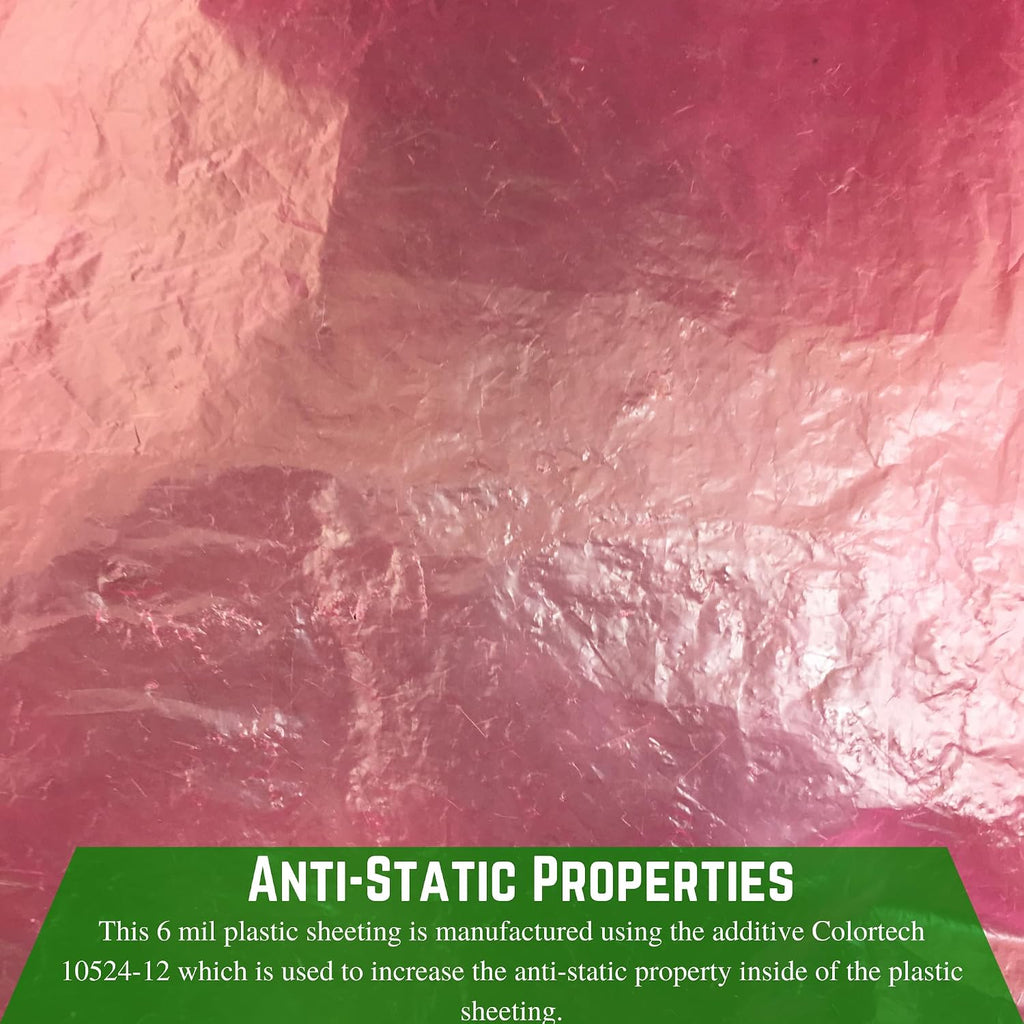 Anti-Static Pink Plastic Sheeting - 6 mil - Pink Plastic Tarp, Anti-Static Plastic Sheeting, Construction Plastic