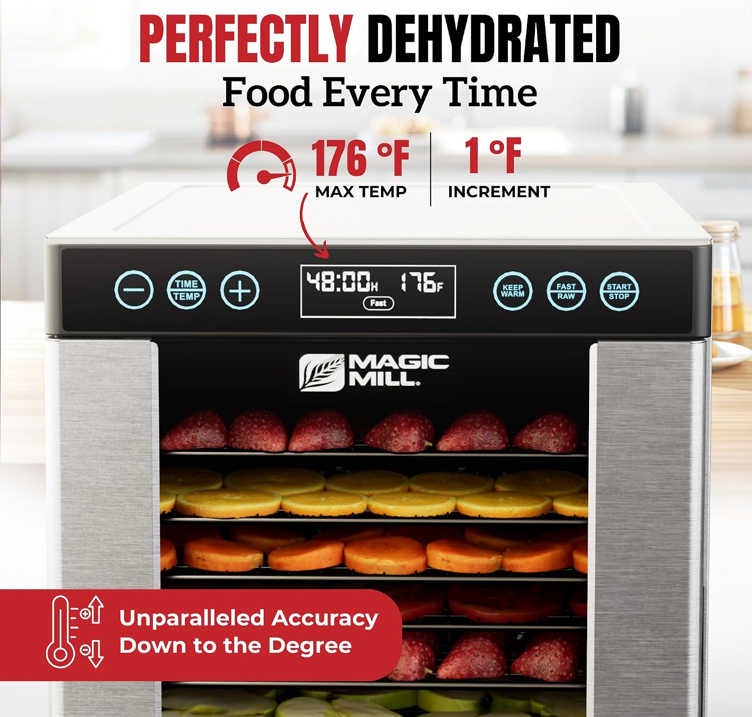 Pro Food Dehydrator Machine | 10 Stainless Steel Trays | Dryer for Jerky, Dog Treats, Herb, Meat, Beef, Fruit | Keep