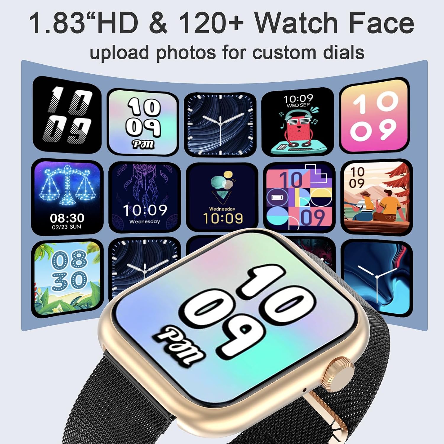 Smart Watches for Men Women(Answer/Make Calls),7 Day Battery Fitness Watch with SpO2/HR/Sleep/BP Monitor,120+ Sports