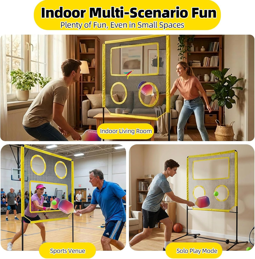 Indoor Paddle Game with Net, Portable Pickleball Set with Net for Family or Solo Fun, All in One Outdoor Sports