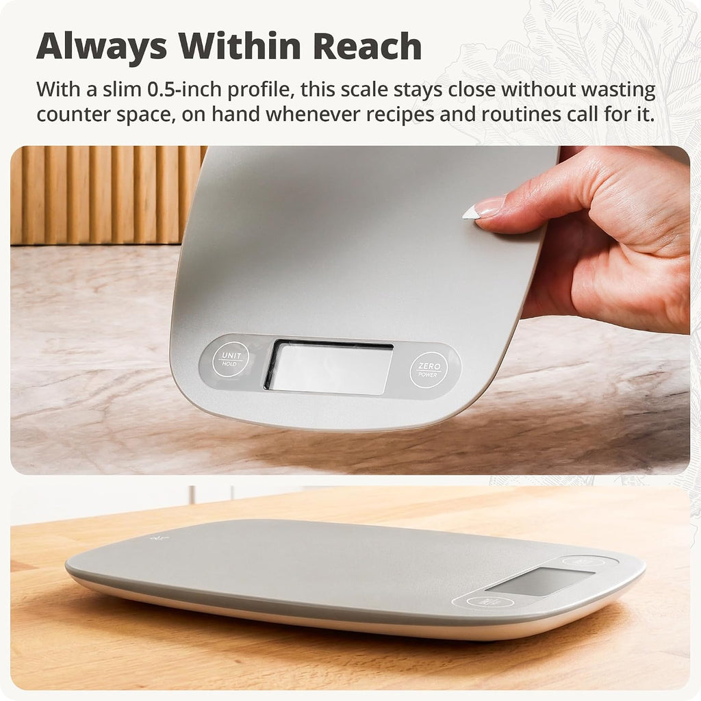 Food Scale, Slim & Compact Build, 1g Precision (Ash Gray)