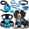 No Pull Dog Harness, Collar & Leash Set | Includes Dog Seat Belt, Collapsible Bowls & Poop Bag Dispenser. Ideal for