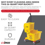 26 qt Yellow Commercial Plastic Mop Bucket on Wheels