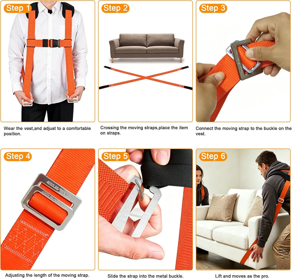 Moving Straps, 2-Person Shoulder Lifting and Moving System, Heavy Objects Up to 800lbs Safely for Moving Appliances