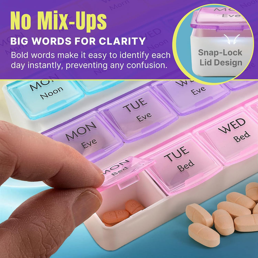 Weekly Pill Organizer with 28 Compartments, by MEDca