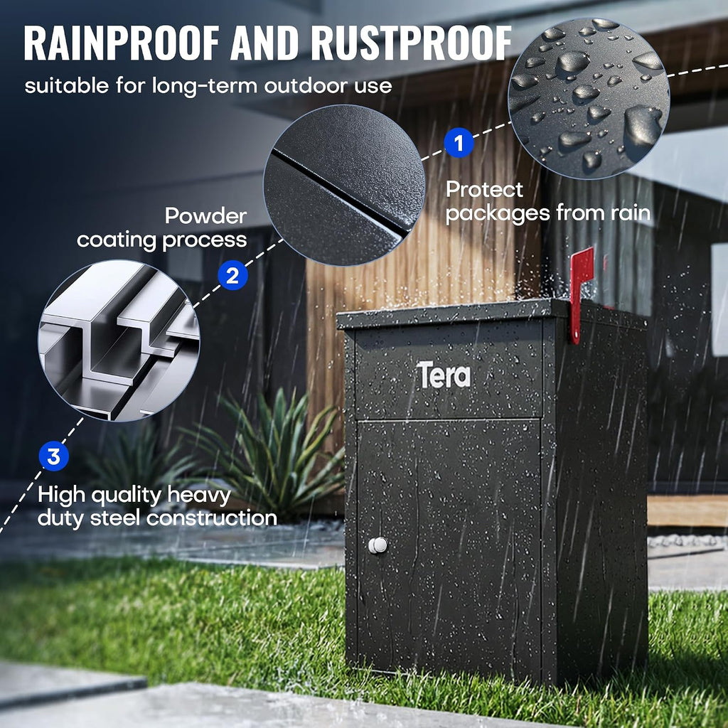 Package Delivery Boxes for Outside: 23" No Assembly Anti-Theft Design | Galvanized Steel, Anti-Theft Baffle