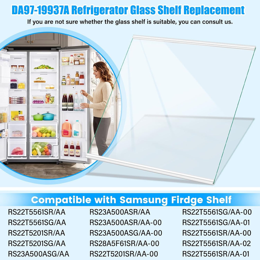 DA97-19937A Freezer Glass Shelf for Samsung Refrigerator Shelf Replacement