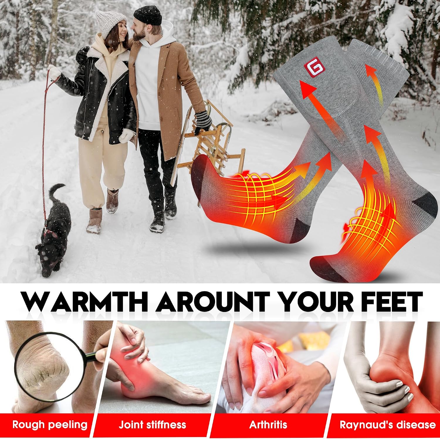 Heated Socks Women Thermal Insulated Socks for Arthritis, Winter Thick Warm Cotton Sox Heating Foot Warmer, Unisex &