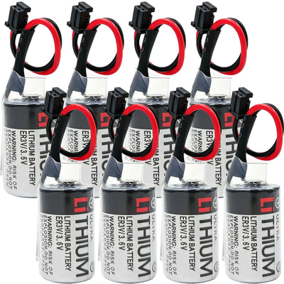 (Set of 8) JZSP-BA01 ER3V 3.6V PLC Lithium Battery for ER3V/3.6V with Plug