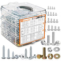 2013 PCS Metric & SAE Nuts & Bolts & Wood Screws Assortment Kit, Phillips Pan Head & Flat Head Screw, Grade 8.8
